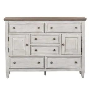 Liberty Furniture 824-BR32 Heartland - 2 Door 6 Drawer Chesser - Antique White / Tobacco Tops