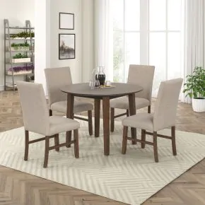 New Classic D4117-50S-BRN Hargrove - 5 Piece Set (42" Round Dining Table & 4 Chairs) - Brown / Beige