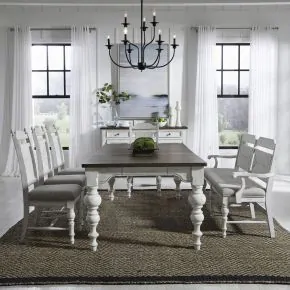 Liberty Furniture 237-DR-6RTS Liberty Furniture 237-DR-6RTS River Place - 6 Piece Rectangular Table Set - Riverstone White & Tobacco