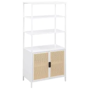 Coaster Fine Furniture 961652 Amherst - 3-Shelf Radio Weave Cane Metal Accent Cabinet - White