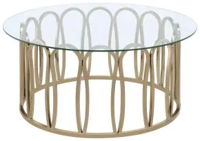 CoasterEssence 708058 Monett - Round Glass Top Coffee Table - Chocolate Chrome