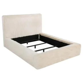 Coaster Fine Furniture 306141KW Rebecca - Faux Fur Upholstered California King Bed - Cream