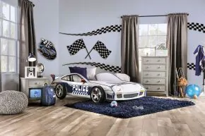 Furniture of America CM7640-BED Poe - Twin Bed - Blue / White