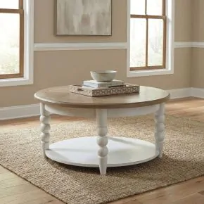 Liberty Furniture 762-OT1011 Turnberry Park - Round Cocktail Table - Washed White