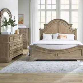 Liberty Furniture 244N-BR-CPBDMC Liberty Furniture 244N-BR-CPBDMC Magnolia Manor - 4 Piece Bedroom Set (California King Panel Bed, Dresser & Mirror, Chest) - Weathered Bisque