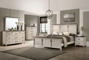 Furniture of America CM7182EK-BED Agathon - Eastern King Bed - Antique White