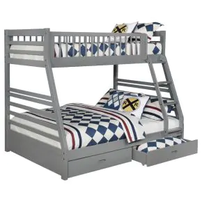 CoasterEssence 460182 Ashton - 2-Drawer Wood Twin Over Full Bunk Bed - Gray