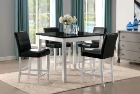 Furniture of America CM3143PT-5PK Mathilda - 5 Piece Counter Height Set - Black / White