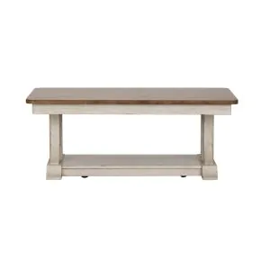 Liberty Furniture 652-OT1010 Farmhouse Reimagined - Rectangular Cocktail Table - Antique White / Chestnut Tops