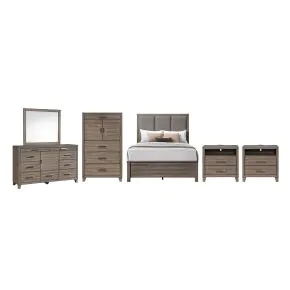 New Classic 00-B3412-36N New Classic 00-B3412-36N Harrisburg - 5/0 Queen 6 Piece Bedroom Set (Bed, Dresser, Mirror, Chest, 2 Nightstands) - Walnut