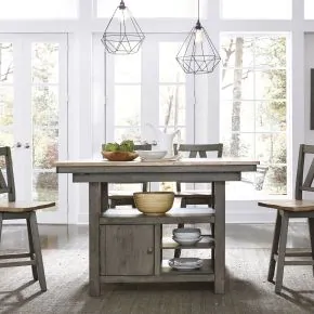 Liberty Furniture 62-CD-5GTS Lindsey Farm - 5 Piece Gathering Table Set - Gray & Sandstone