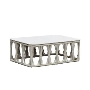 Intercon AX-TA-4323-WHT-C Alexa - Outdoor Seating Coffee Table With Stone Top - White