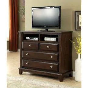 Furniture of America CM7383TV Litchville - Media Chest - Brown Cherry