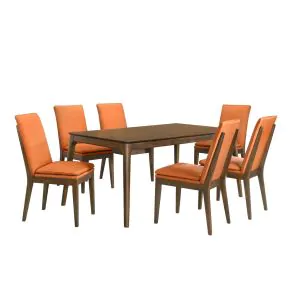 New Classic 40-7185BO-D6C New Classic 40-7185BO-D6C Maggie - Dining Table With 6 Terracotta Chairs - Dark Brown