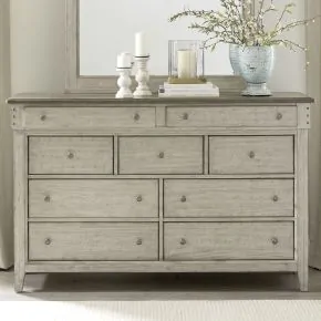 Liberty Furniture 457-BR31 Ivy Hollow - 9 Drawer Dresser - Weathered Linen / Dusty Taupe