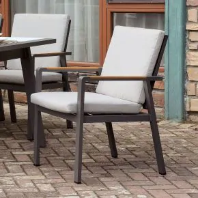 Furniture of America CM-OT2141AC-6PK Alycia - Arm Chair With Cushion (Set of 6) - White / Beige / Gray