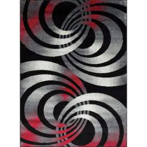 Furniture of America RG5205 Serang - Area Rug Circles - Gray / Red