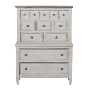 Liberty Furniture 824-BR41 Heartland - 5 Drawer Chest - Antique White / Tobacco Tops
