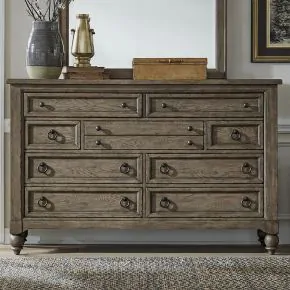 Liberty Furniture 615-BR31 Americana Farmhouse - 9 Drawer Dresser - Dusty Taupe