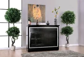 Furniture of America CM3452BK-BT Alena - Bar Table With LED Touch Light & Mirror - Black