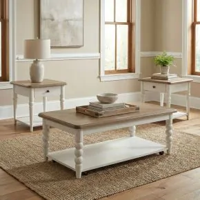 Liberty Furniture 762-OT-3PCS Turnberry Park - 3 Piece Set (Cocktail Table And 2 End Tables) - Washed White