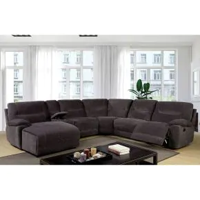 Furniture of America CM6853-SECTIONAL Zuben - Sectional With Console - Gray