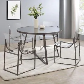 CoasterEveryday 120630-S5 Jillian - 5 Piece Round Mirror Top Dining Set - Black Nickel