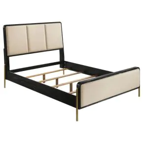 Coaster Fine Furniture 224331KWCRM Arini - California King Panel Bed - Cream And Black