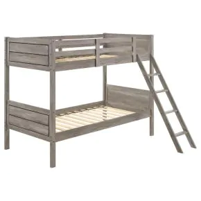 CoasterEveryday 400818 Ryder - Wood Twin Over Twin Bunk Bed - Weathered Taupe