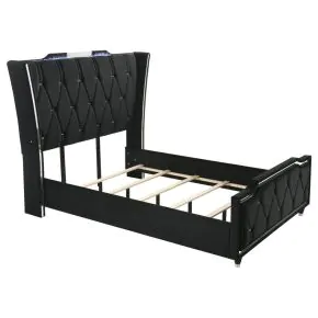 Coaster Fine Furniture 223161Q Lorient - Queen LED Upholstered Wingback Bed - Black