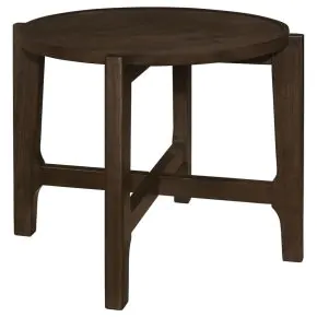 Coaster Fine Furniture 708287 Cota - Round Solid Wood End Table - Dark Brown