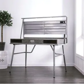 Furniture of America CM-DK5566 Mccredmond - Desk With USB - Silver