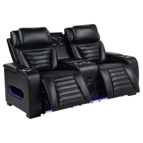 Coaster Fine Furniture 603252PP Zuma - Faux Leather Dual Power Reclining LED Loveseat - Black