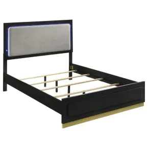 Coaster Fine Furniture 224781Q Caraway - Wood Queen LED Panel Bed - Black