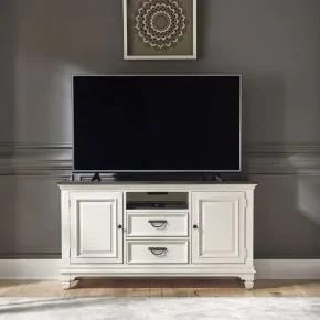 Liberty Furniture 417-TV56 Allyson Park - 56" TV Console - Wirebrushed White / Charcoal