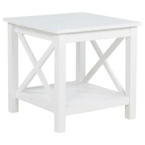 Coaster Fine Furniture 722087 Skyview - Square Pine Wood Side End Table With Shelf - White