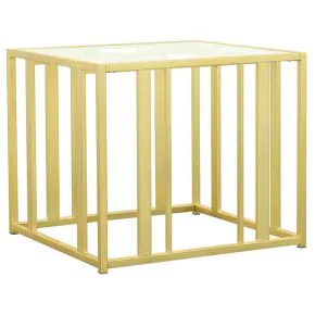 CoasterEssence 723607 Adri - Rectangular Glass Top Side End Table - Matte Brass