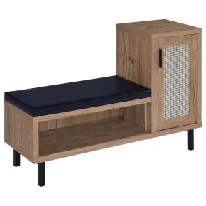 Coaster Fine Furniture 910311 Teller - 1-Door Entryway Shoe Storage Bench - Natural Oak