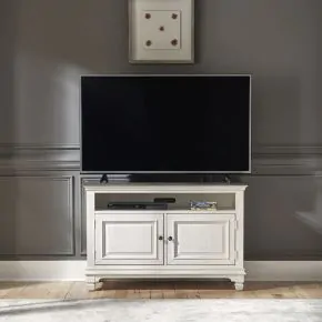 Liberty Furniture 417-TV46 Allyson Park - 46" TV Console - Wirebrushed White / Charcoal