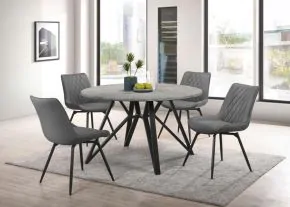 CoasterEveryday 193801-S5 Neil - 5 Piece Round Dining Table Set Concrete - Gunmetal