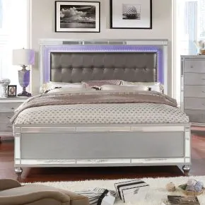 Furniture of America CM7977SV-EK-BED Brachium - Eastern King Bed - Silver
