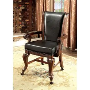 Furniture of America CM-GM367CH-AC-2PK Melina - Arm Chair (Set of 2) - Brown Cherry / Black