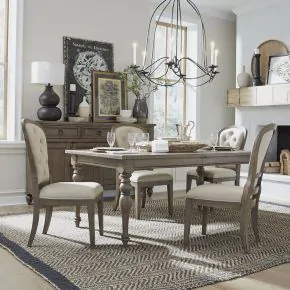 Liberty Furniture 615-DR-O5LTS Americana Farmhouse - 5 Piece Leg Table Set - Dusty Taupe