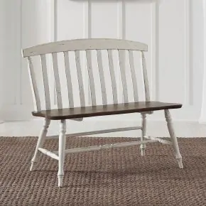 Liberty Furniture 741-C9000B Al Fresco - Slat Back Bench - Graphite & Whitestone