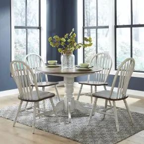 Liberty Furniture 186W-CD-5DLS Liberty Furniture 186W-CD-5DLS Carolina Crossing - 5 Piece Drop Leaf Set - White / Antique Honey