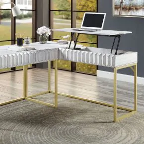 Furniture of America CM-DK406WH-PK Freiburg - Corner Desk - Antique White