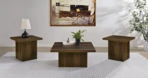 Coaster Fine Furniture 710888-S3 Devar - 3 Piece Square Coffee And End Table Set - Dark Pine