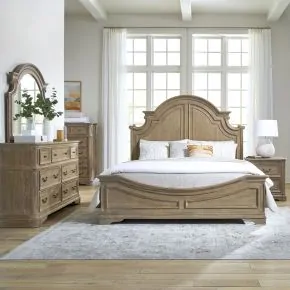 Liberty Furniture 244N-BR-CPBDMCN Liberty Furniture 244N-BR-CPBDMCN Magnolia Manor - 5 Piece Bedroom Set (California King Panel Bed, Dresser & Mirror, Chest, Nightstand) - Weathered Bisque