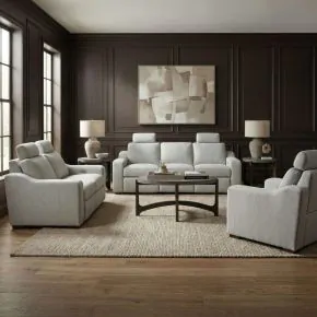 Liberty Furniture 6004DF-UPH-SOLOREC Archer - 3 Piece Living Room Set (Sofa With Loveseat & Recliner) - Hampstead Dove Fabric