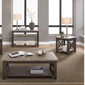 Liberty Furniture 422-OT-3PCS Heatherbrook - 3 Piece Table Set (1 Cocktail 2 End Tables) - Charcoal & Ash